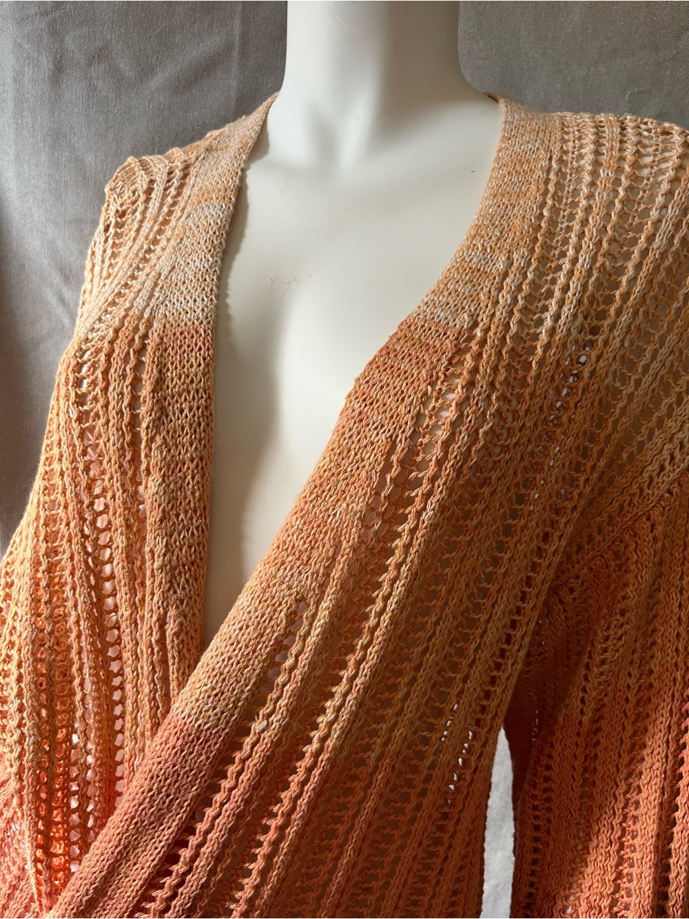 Rust Tonal Knit Bathing Suit Cover/Cardigan L